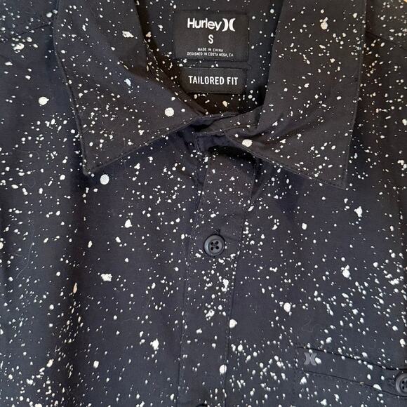 HURLEY Destroyer Button-Down Short-Sleeve Shirt AH4887 Black/White Men's SM NWT - Picture 6 of 7